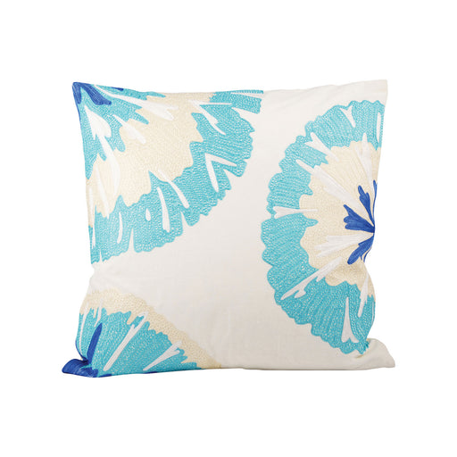 ELK Home - 902420 - Pillow - Pacifica Petals - Cool Waters, Ivory, Ivory