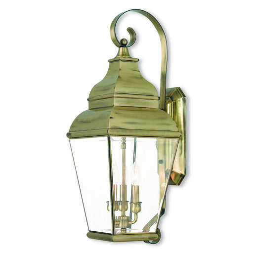 Livex Lighting - 2593-01 - Three Light Outdoor Wall Lantern - Exeter - Antique Brass