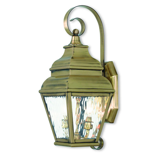 Livex Lighting - 2602-01 - Two Light Outdoor Wall Lantern - Exeter - Antique Brass
