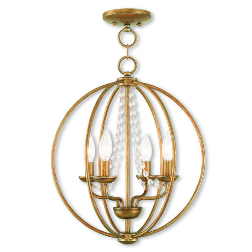 Livex Lighting - 40914-48 - Four Light Mini Chandelier/Ceiling Mount - Arabella - Antique Gold Leaf