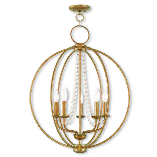 Livex Lighting - 40915-48 - Five Light Chandelier - Arabella - Antique Gold Leaf