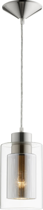 One Light Pendant in Satin Nickel finish