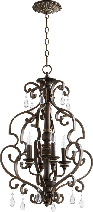 Quorum - 6873-4-39 - Four Light Entry Pendant - San Miguel - Vintage Copper