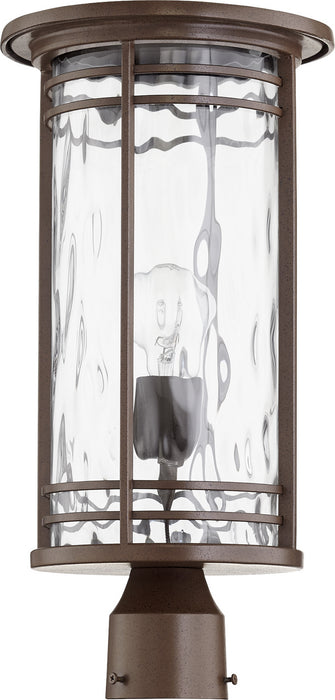 Quorum - 7918-9-186 - One Light Post Mount - Larson - Oiled Bronze w/ Clear Hammered Glass