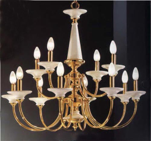 Classic Lighting - 5989 W - 12 Light Chandelier - Ceramic - Polished Brass w/ White Ceramic