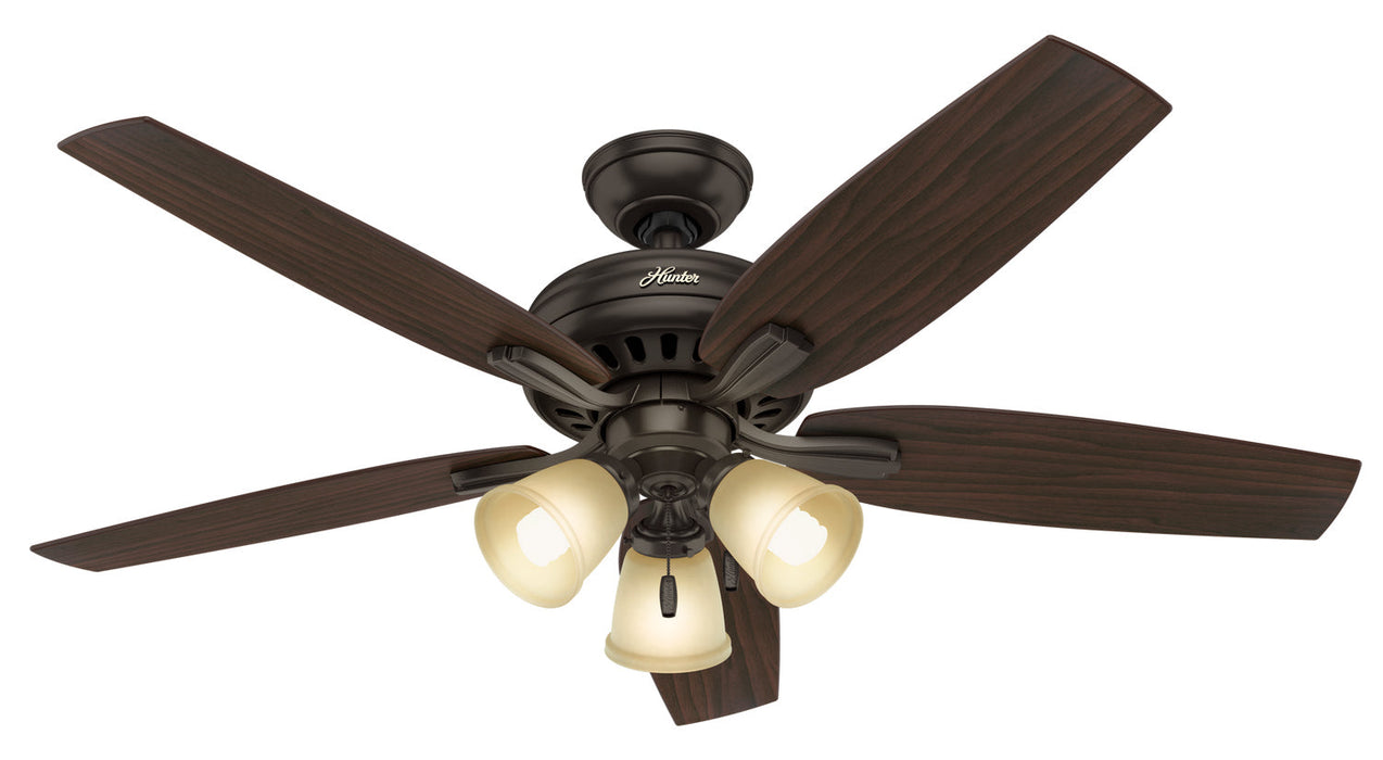 Hunter 52" Newsome Ceiling Fan with 3-Light LED Light Kit and Pull Chains