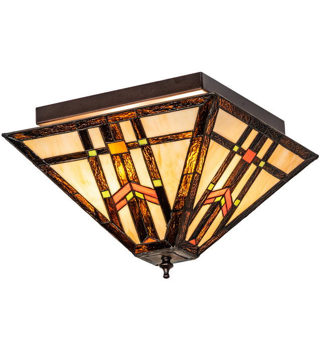 Meyda Tiffany - 178890 - Three Light Flushmount - Prairie Wheat - Mahogany Bronze