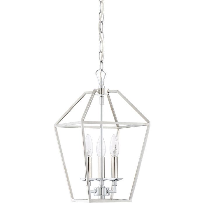 Three Light Foyer Pendant from the Aviary collection in Polished Nickel finish