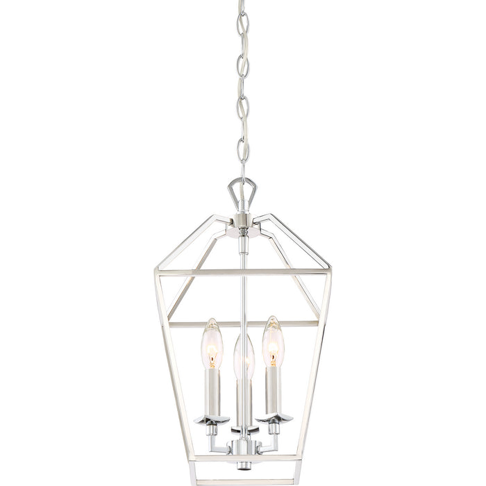 Three Light Foyer Pendant from the Aviary collection in Polished Nickel finish