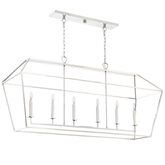 Six Light Island Chandelier from the Aviary collection in Polished Nickel finish