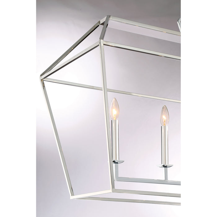 Six Light Island Chandelier from the Aviary collection in Polished Nickel finish