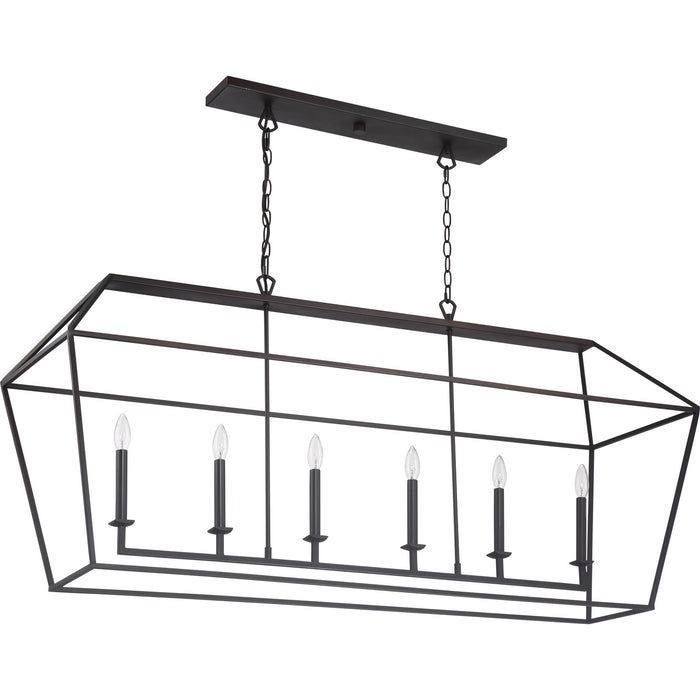 Six Light Island Chandelier from the Aviary collection in Palladian Bronze finish