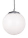 Generation Lighting - 6020EN3-04 - One Light Pendant - Leo-Hanging Globe - Satin Aluminum
