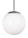 Generation Lighting - 6022-04 - One Light Pendant - Leo-Hanging Globe - Satin Aluminum