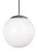 Generation Lighting - 6022EN3-04 - One Light Pendant - Leo-Hanging Globe - Satin Aluminum