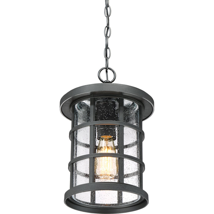 One Light Outdoor Hanging Lantern from the Crusade collection in Earth Black finish