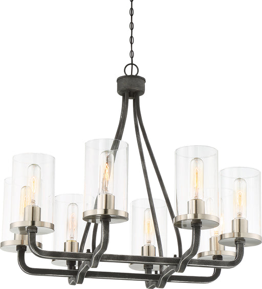 Nuvo Lighting - 60-6128 - Eight Light Chandelier - Sherwood - Iron Black / Brushed Nickel Accents