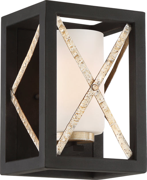Nuvo Lighting - 60-6131 - One Light Wall Sconce - Boxer - Matte Black / Antique Silver Accents