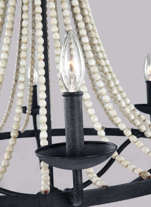 Six Light Chandelier from the Nori collection in Dark Weathered Zinc / Driftwood Grey finish