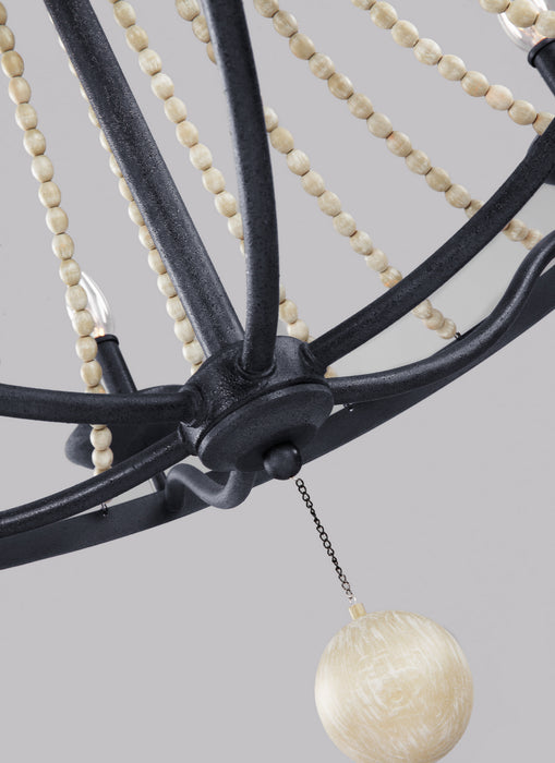 Six Light Chandelier from the Nori collection in Dark Weathered Zinc / Driftwood Grey finish