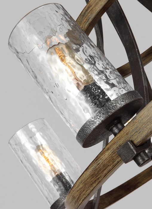 Nine Light Chandelier from the ANGELO collection in Distressed Weathered Oak / Slate Grey Metal finish