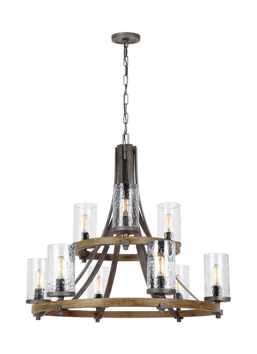 Generation Lighting - F3135/9DWK/SGM - Nine Light Chandelier - ANGELO - Distressed Weathered Oak / Slate Grey Metal