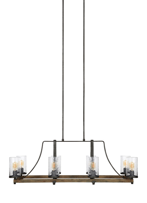 Eight Light Island Chandelier from the ANGELO collection in Distressed Weathered Oak / Slate Grey Metal finish