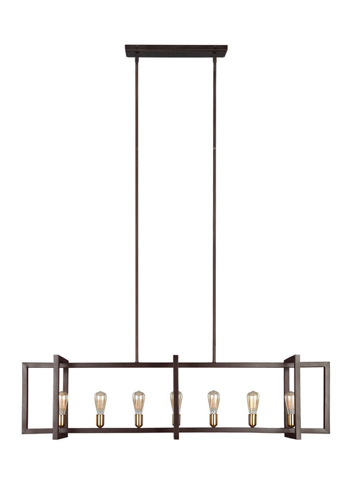 Seven Light Island Chandelier from the FINNEGAN collection in New World Bronze finish