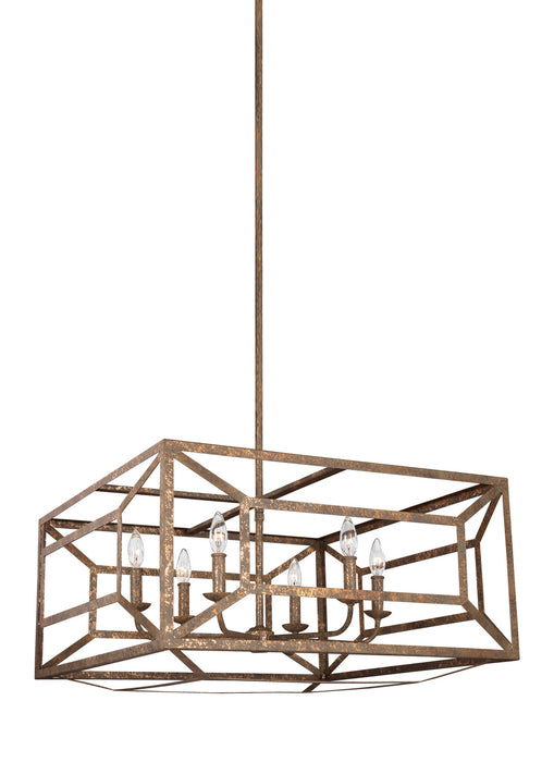 Six Light Chandelier from the Marquelle collection in Distressed Goldleaf finish