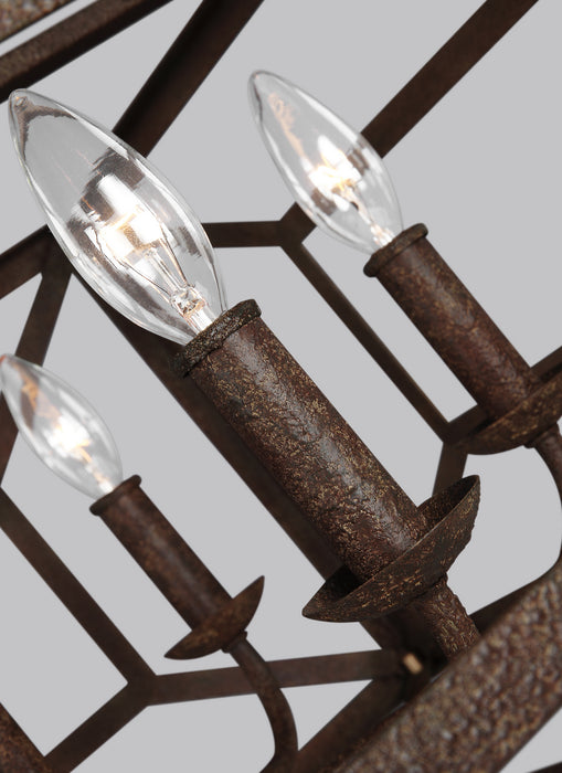 Six Light Chandelier from the Marquelle collection in Weathered Iron finish