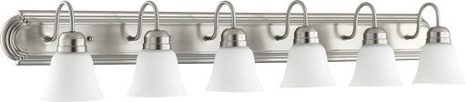 Quorum - 5094-6-65 - Six Light Vanity - Satin Nickel w/ Satin Opal