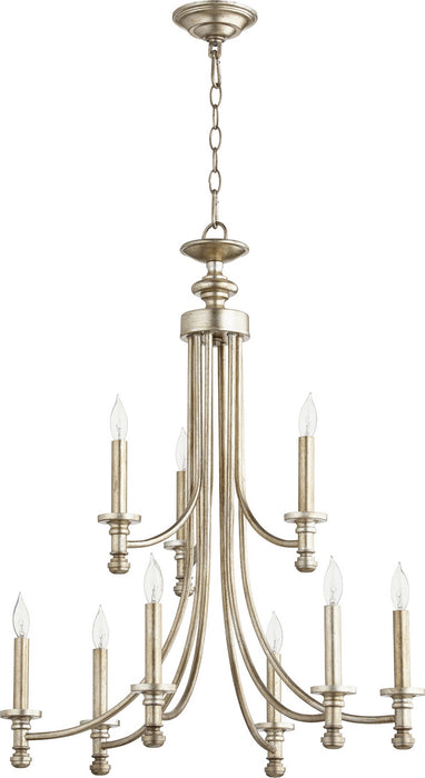 Quorum - 6022-9-160 - Nine Light Chandelier - Rossington - Aged Silver Leaf