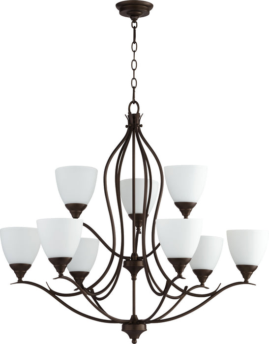 Quorum - 614-9-86 - Nine Light Chandelier - Flora - Oiled Bronze