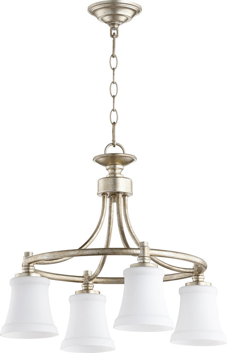 Quorum - 6422-4-60 - Four Light Chandelier - Rossington - Aged Silver Leaf