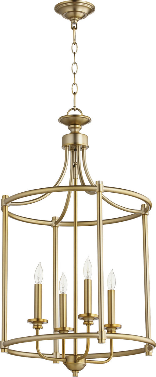Quorum - 6822-4-80 - Four Light Entry Pendant - Rossington - Aged Brass