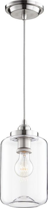 One Light Pendant in Satin Nickel finish