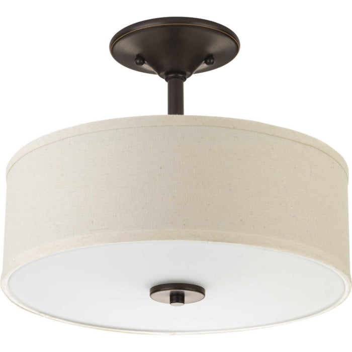 Two Light Semi-Flush Mount from the Inspire collection in Antique Bronze finish