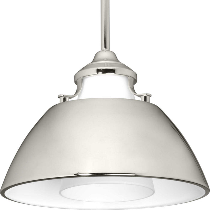One Light Pendant from the Carbon collection in Polished Nickel finish