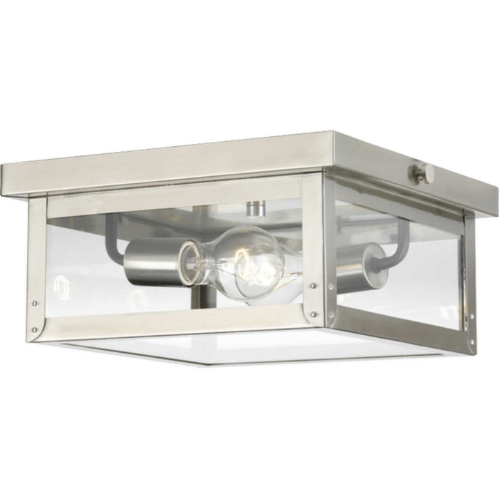 Two Light Flush Mount from the Union Square collection in Stainless Steel finish