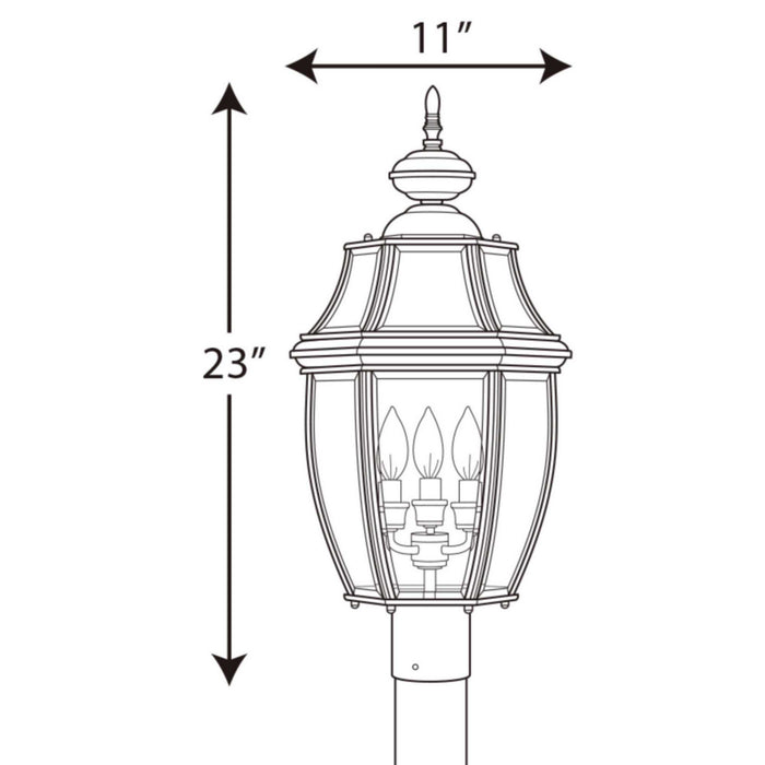 Three Light Post Lantern from the New Haven collection in Black finish