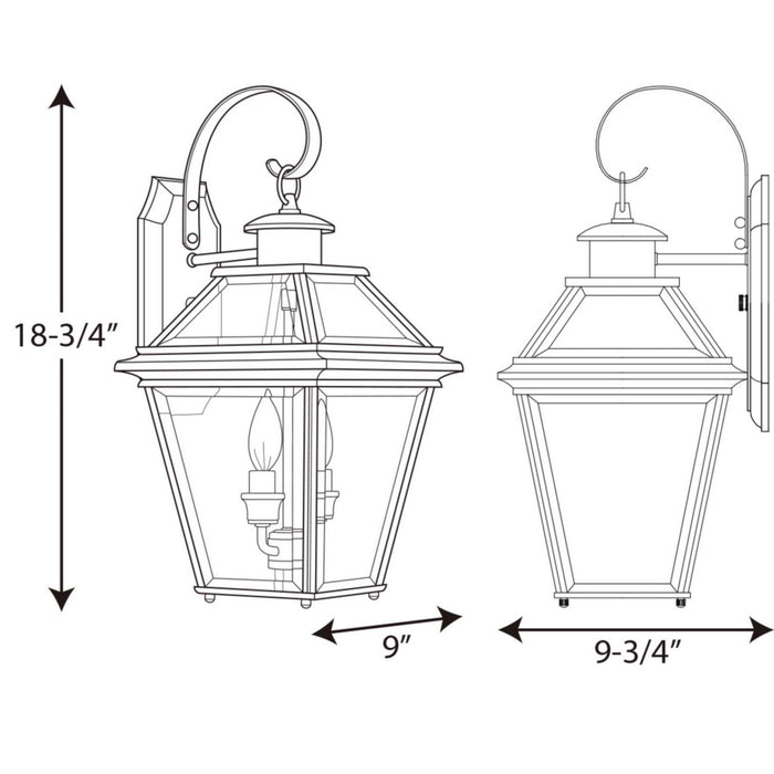 Two Light Wall Lantern from the Burlington collection in Antique Bronze finish