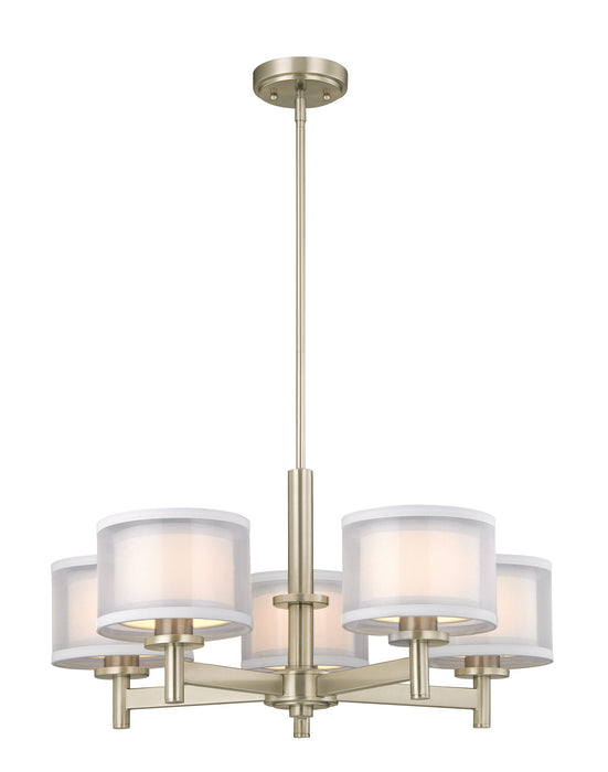 Dolan Designs - 1270-09 - Five Light Chandelier - Double Organza - Satin Nickel