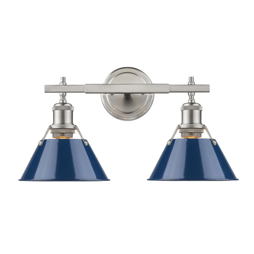 Golden - 3306-BA2 PW-NVY - Two Light Bath Vanity - Orwell - Pewter