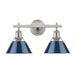 Golden - 3306-BA2 PW-NVY - Two Light Bath Vanity - Orwell - Pewter