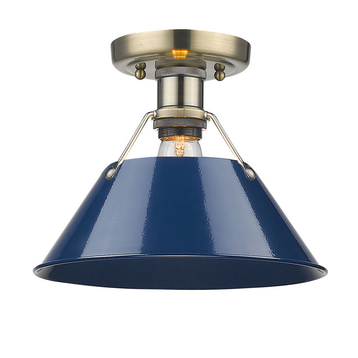 One Light Flush Mount from the Orwell collection in Aged Brass finish
