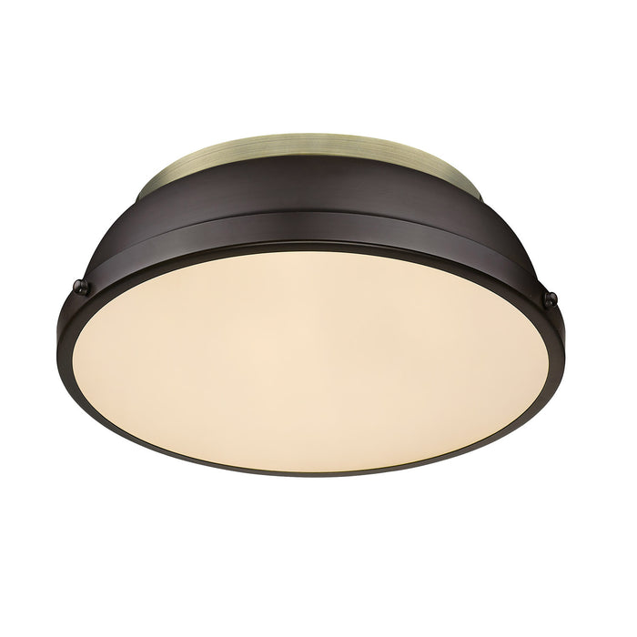 Two Light Flush Mount from the Duncan collection in Aged Brass finish
