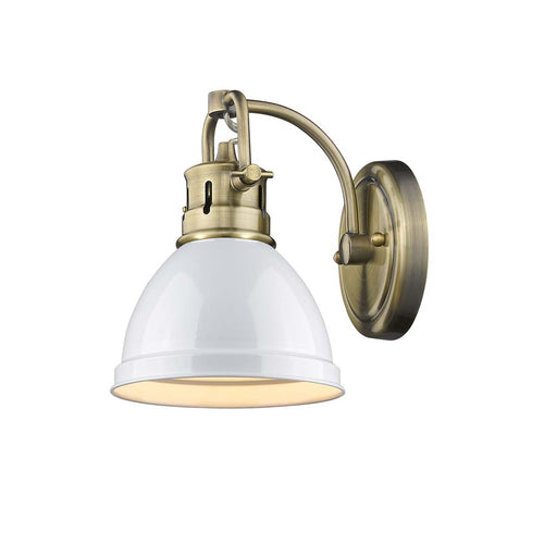 Golden - 3602-BA1 AB-WH - One Light Bath Vanity - Duncan - Aged Brass