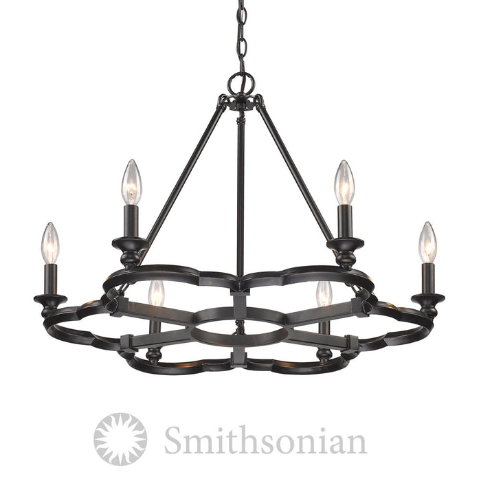 Six Light Chandelier from the Saxon collection in Aged Bronze finish