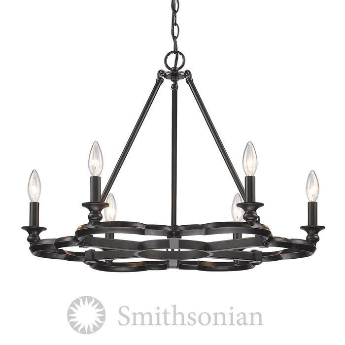Six Light Chandelier from the Saxon collection in Aged Bronze finish