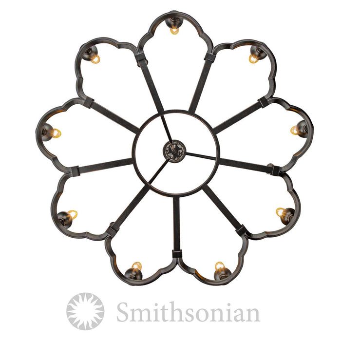 Nine Light Chandelier from the Saxon collection in Aged Bronze finish